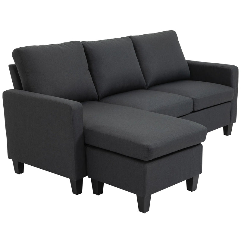 Dark Grey L-Shape Sectional Sofa with Ottoman – Modern Corner Couch for Living Room (United States & Canada Delivery Only)-2
