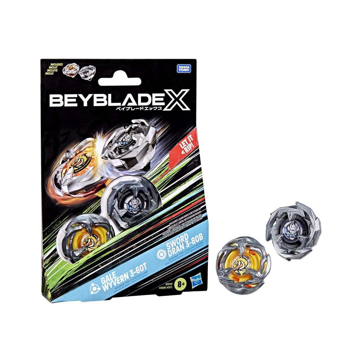 (Hasbro) Beyblade X - Gale Wyvern 3-60T & Sword Dran 3-80B Dual Pack