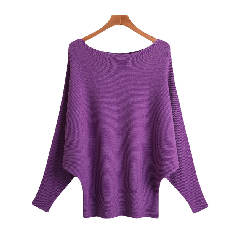 Women’s Halter Neck Batwing Knit Pullover Top – Stretchy Relaxed-Fit Casual Sweater-6