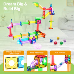 PicassoTiles - PicassoTiles Magnetic Marble Run Set: 70-Piece Set - Ages 3+-9