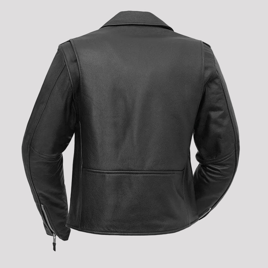 Women’s Motorcycle Leather Jacket. Quilted Thermal Liner & Cowhide-3