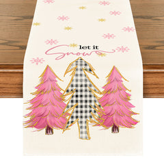 Christmas Table Runner - Snowflake & Tree Holiday Table Decoration-1