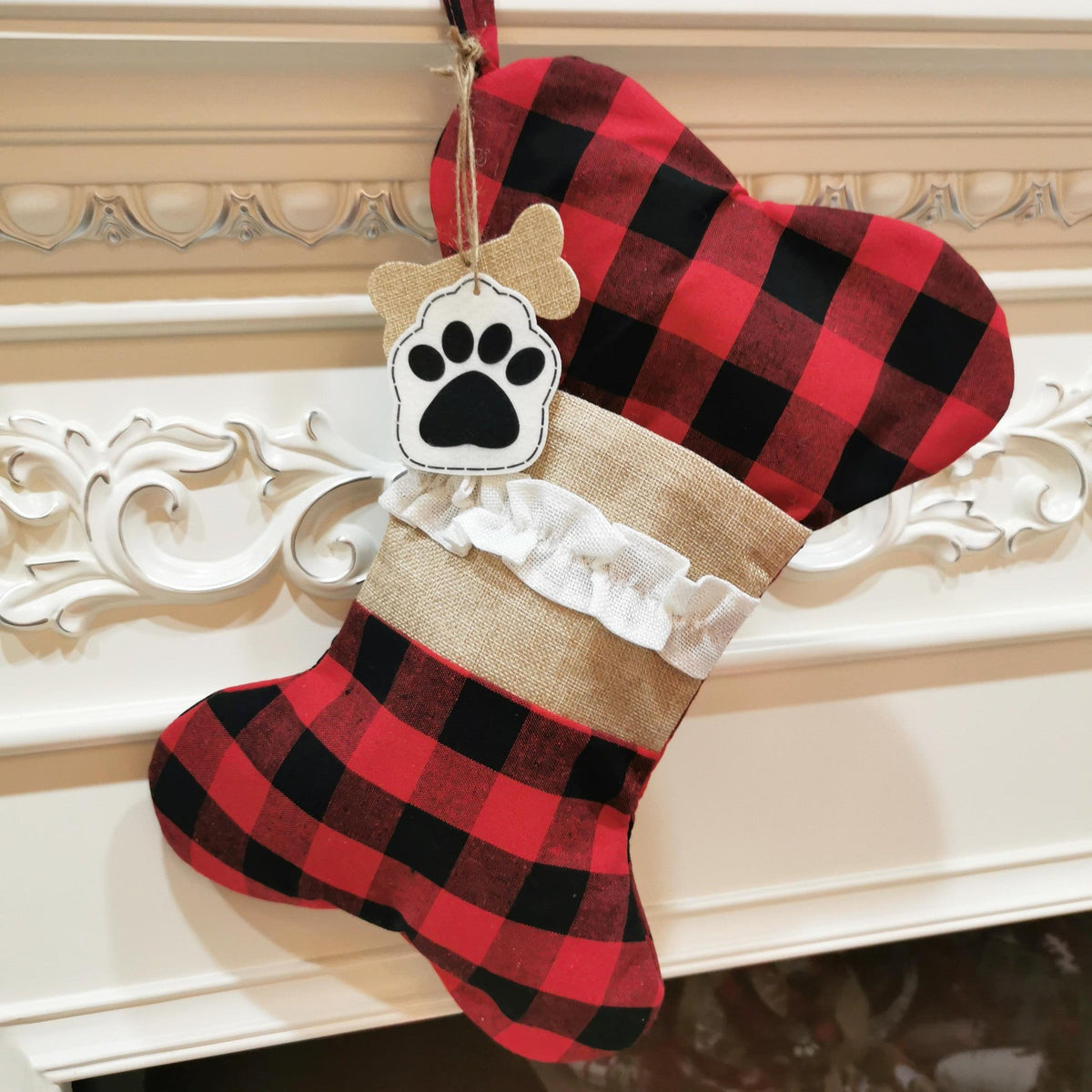Christmas Pet Socks Gift Bag, Polyester Holiday Stockings-9