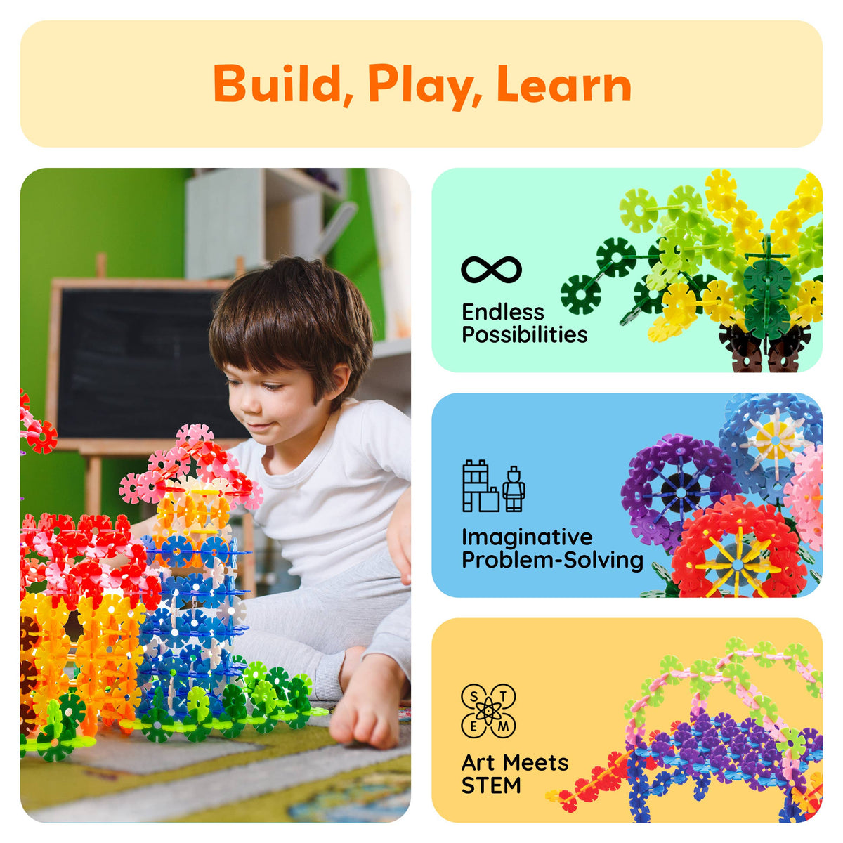 PicassoTiles - PicassoTiles 600pc Building Interlocking Chips - Ages 3+-4