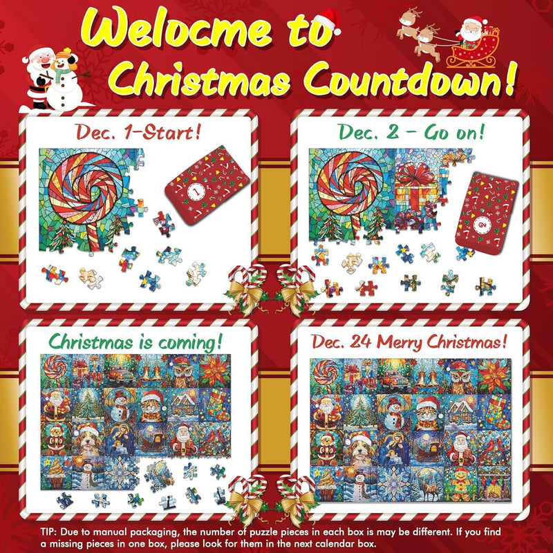 Christmas Puzzle Countdown Calendar, Holiday Jigsaw Puzzle-2