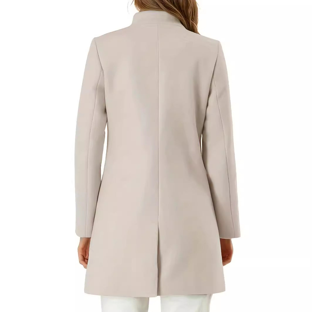 Women’s Solid Color Winter Coat – Casual Warm Long Sleeve Autumn & Winter Jacket-4