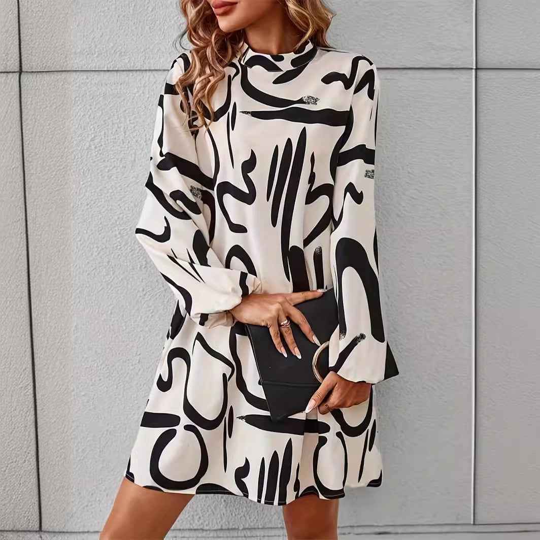Women’s Elegant Long-Sleeve Round-Neck Dress – Classic Casual Midi Dress for Everyday Wear-3