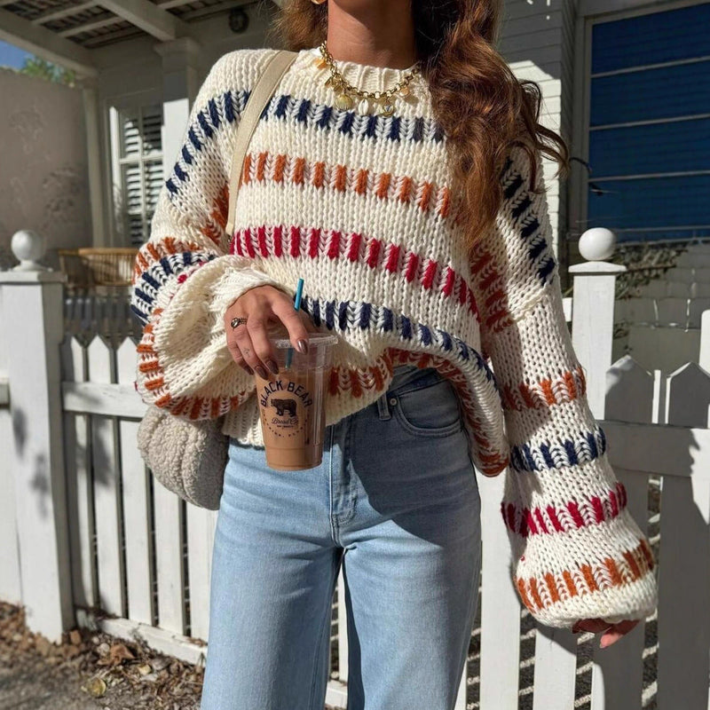 Women’s Retro Loose-Fit Batwing Sleeve Sweater – Casual Oversized Knit Pullover-1