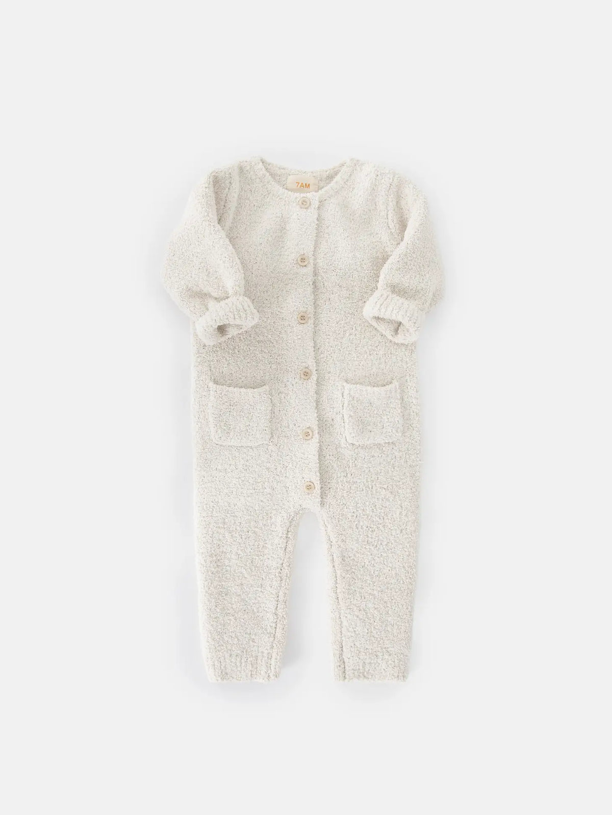 Long Sleeve Romper - Fuzzy | Ecru | 7AM-5