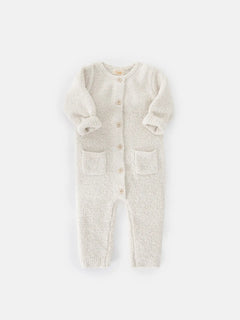 Long Sleeve Romper - Fuzzy | Ecru | 7AM-5