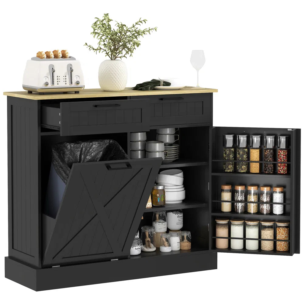 10-Gallon Tilt-Out Trash Cabinet – Hidden Garbage Bin Storage with 2 Drawers (United States & Canada Delivery Only)-7