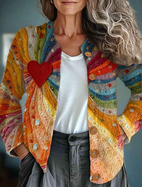 Women's Printed 3D-Effect Knitted Cardigan Coat-3