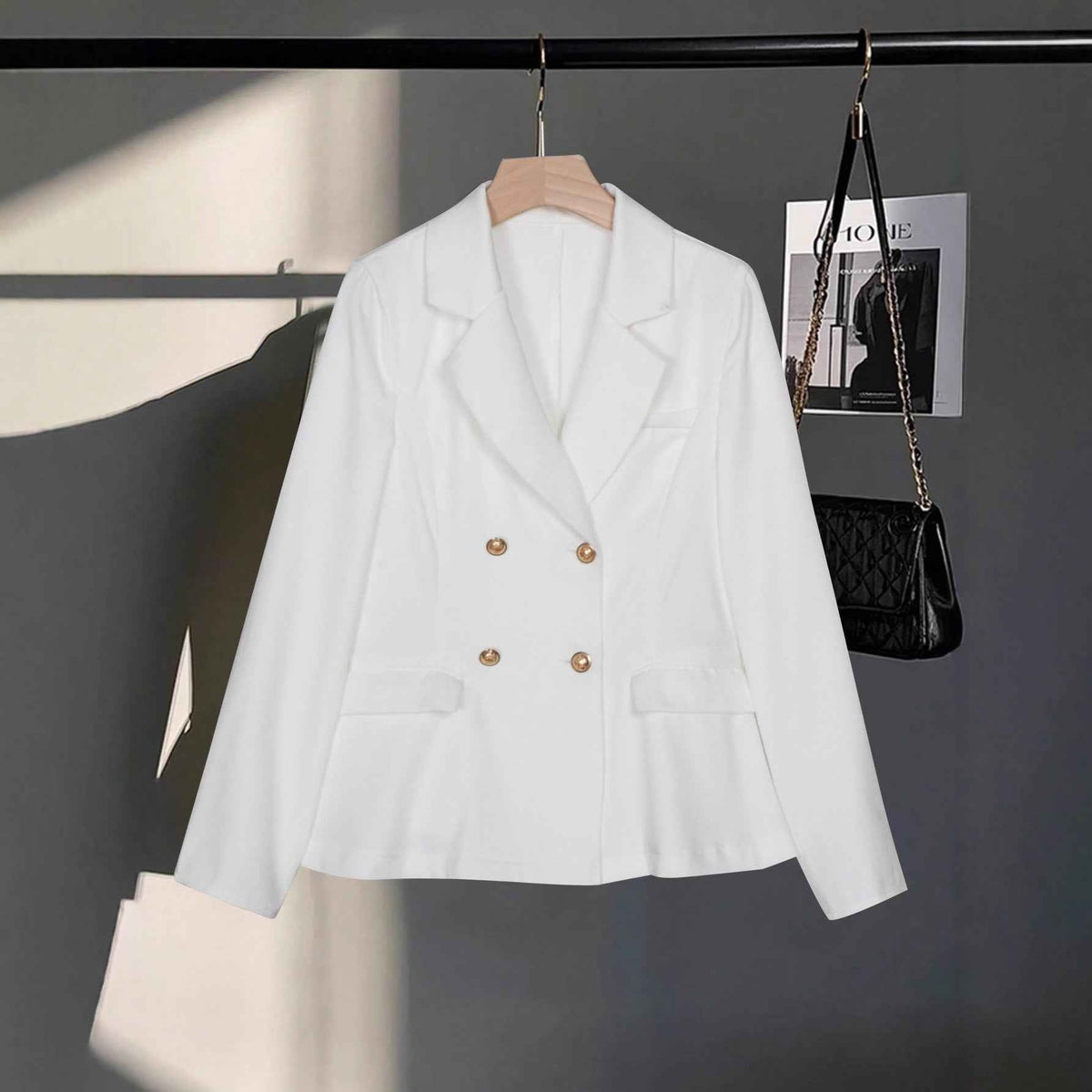 Women's High-End Double-Breasted Cropped Blazer-4