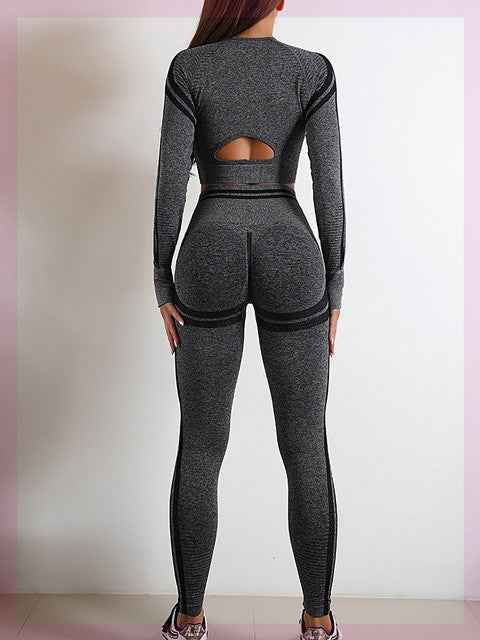 Women’s Seamless Sports Set – Workout Outfit with Booty Yoga Pants-4
