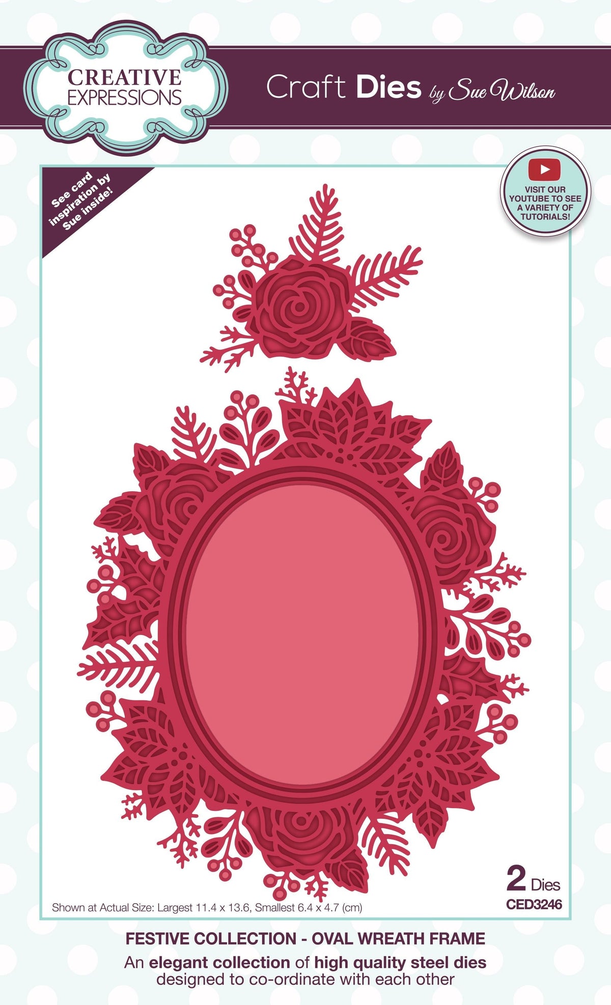 Creative Expressions Sue Wilson Festive Oval Wreath Frame Craft Die-1