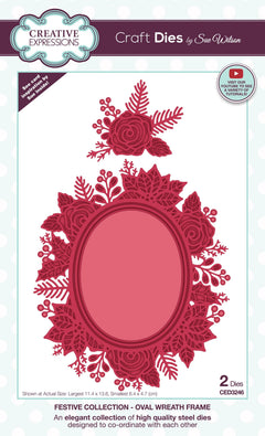 Creative Expressions Sue Wilson Festive Oval Wreath Frame Craft Die-1