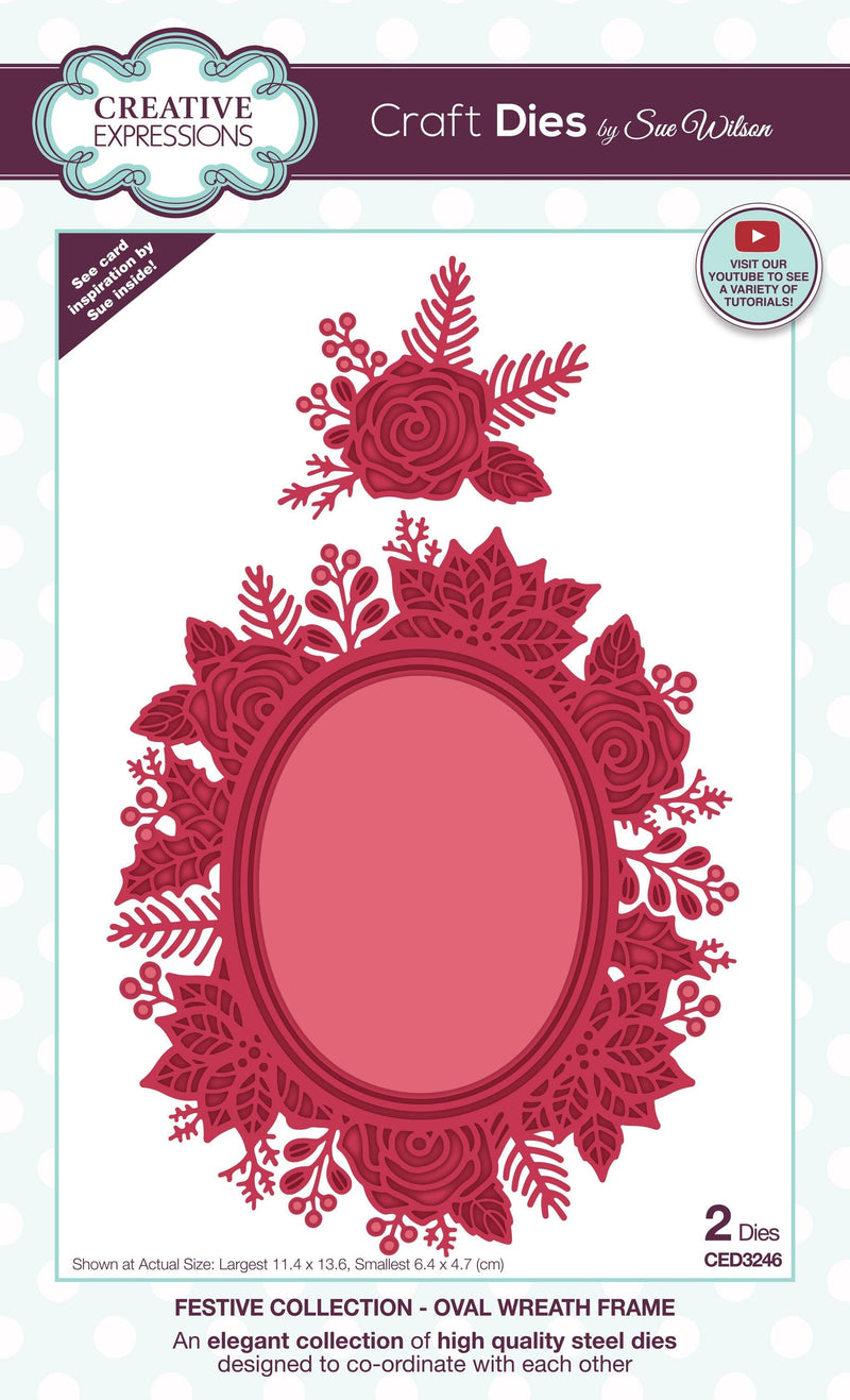 Creative Expressions Sue Wilson Festive Oval Wreath Frame Craft Die-1