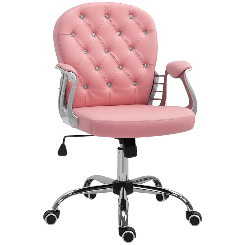 Pink Office Chair – Adjustable Height Computer Desk Chair with Tufted Back (United States & Canada Delivery Only)-7