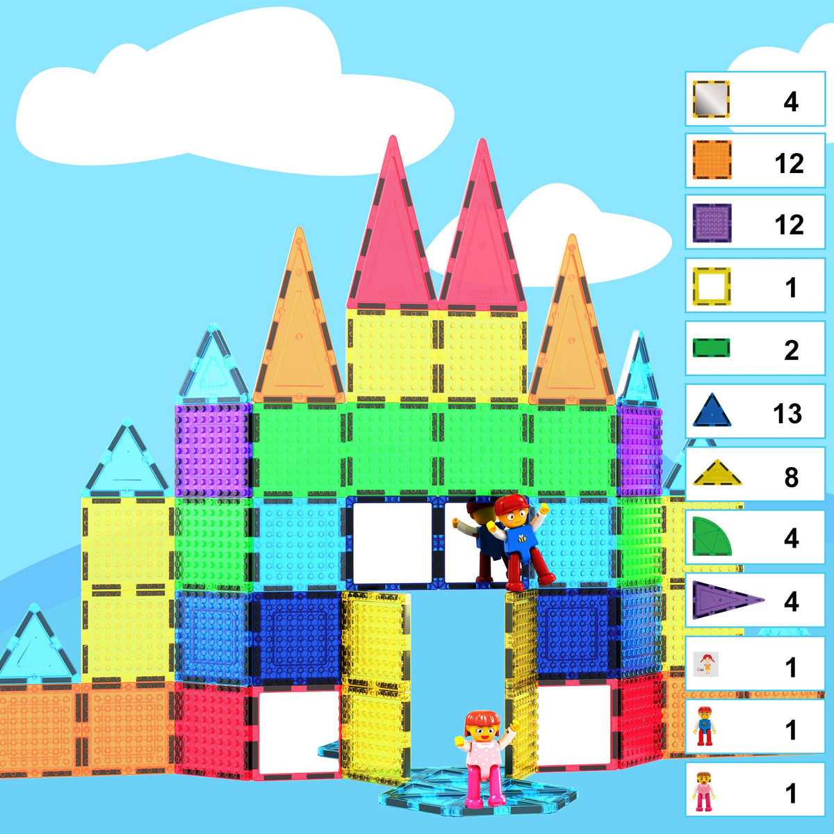 PicassoTiles - PicassoTiles 63pc Brick & Magnetic Tile Building Set - Ages 3+-6