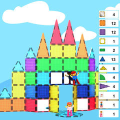 PicassoTiles - PicassoTiles 63pc Brick & Magnetic Tile Building Set - Ages 3+-6