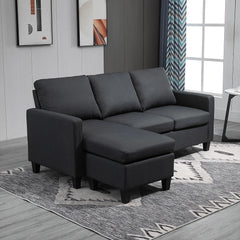 Dark Grey L-Shape Sectional Sofa with Ottoman – Modern Corner Couch for Living Room (United States & Canada Delivery Only)-1