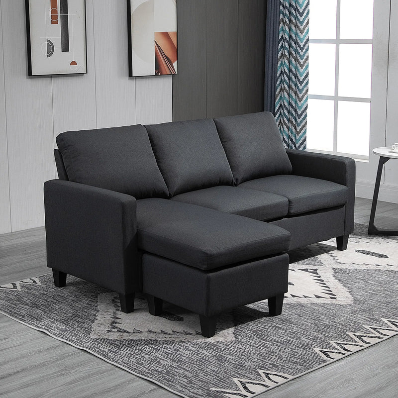 Dark Grey L-Shape Sectional Sofa with Ottoman – Modern Corner Couch for Living Room (United States & Canada Delivery Only)-1