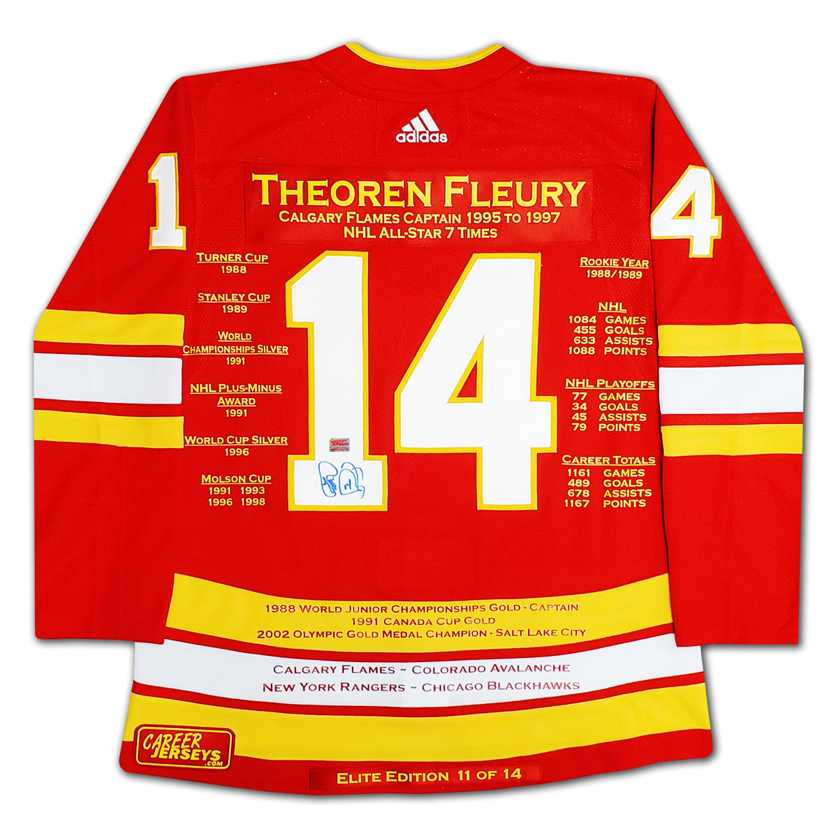Theoren Fleury Career Jersey Limited Edition of 14-2