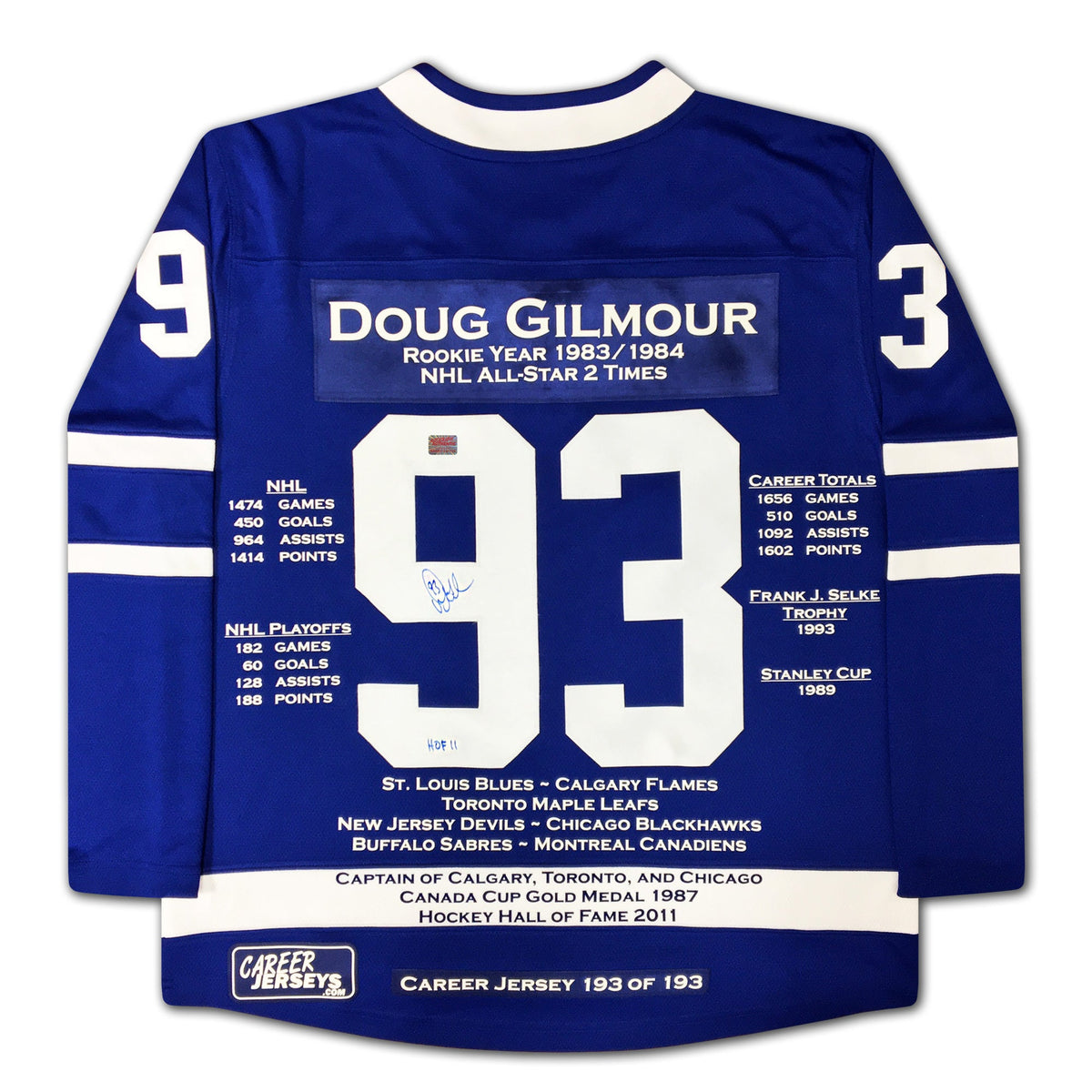 Doug Gilmour Career Jersey #193 of 193