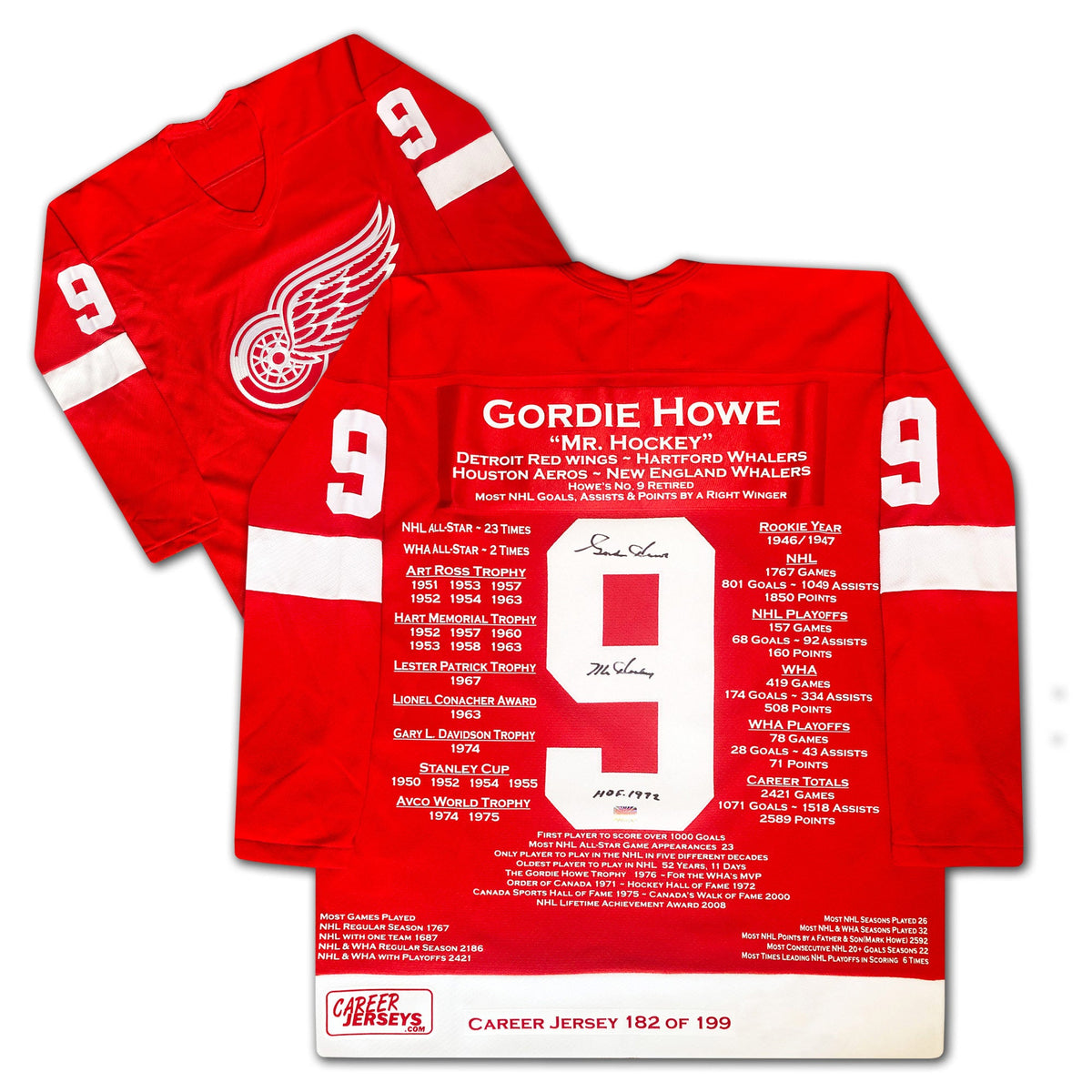 Gordie Howe Detroit Red Wings Career Jersey /199