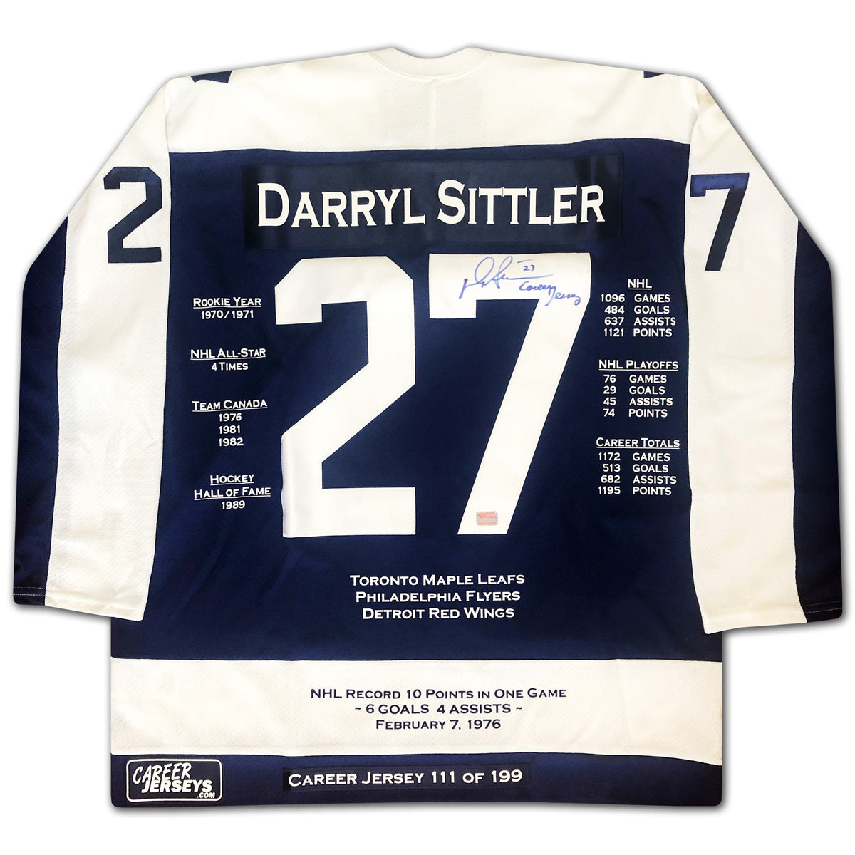 Darryl Sittler Toronto Maple Leafs Career Jersey /199-2