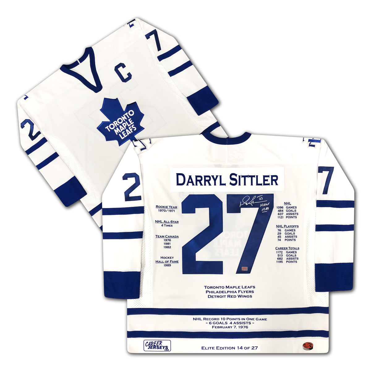 Darryl Sittler Toronto Maple Leafs Career Jersey Elite Edition