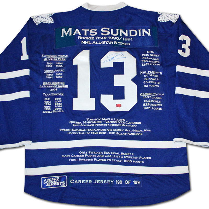 Mats Sundin Toronto Maple Leafs Career Jersey #199 of 199-1