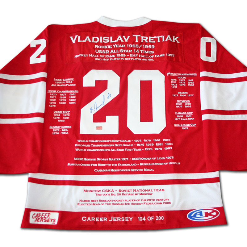 Vladislav Tretiak Autographed Career Jersey-1