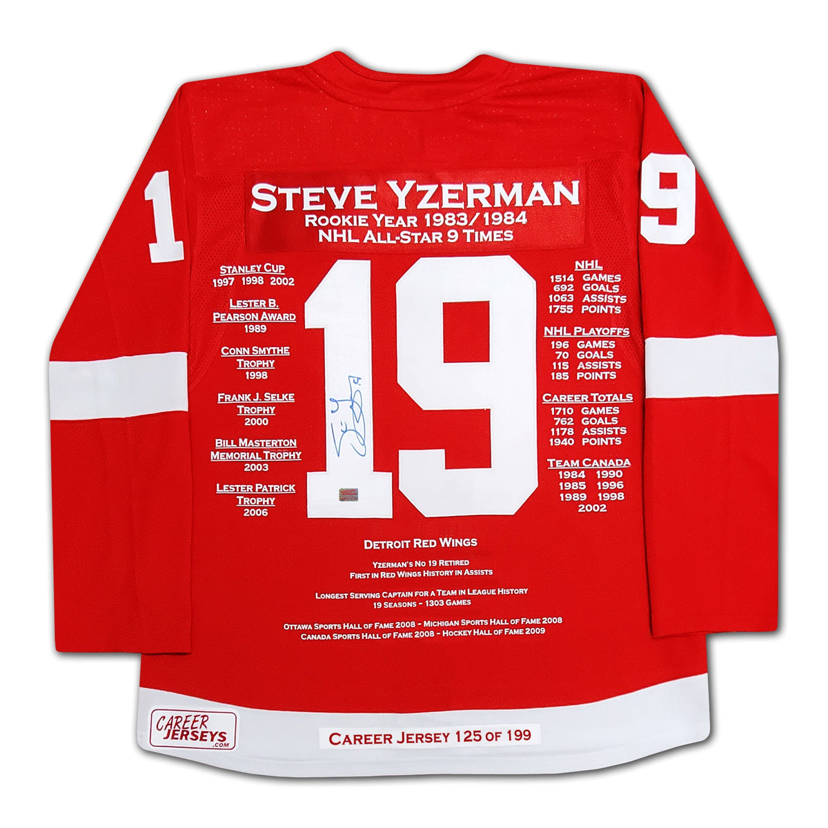Steve Yzerman Autographed Career Jersey-2