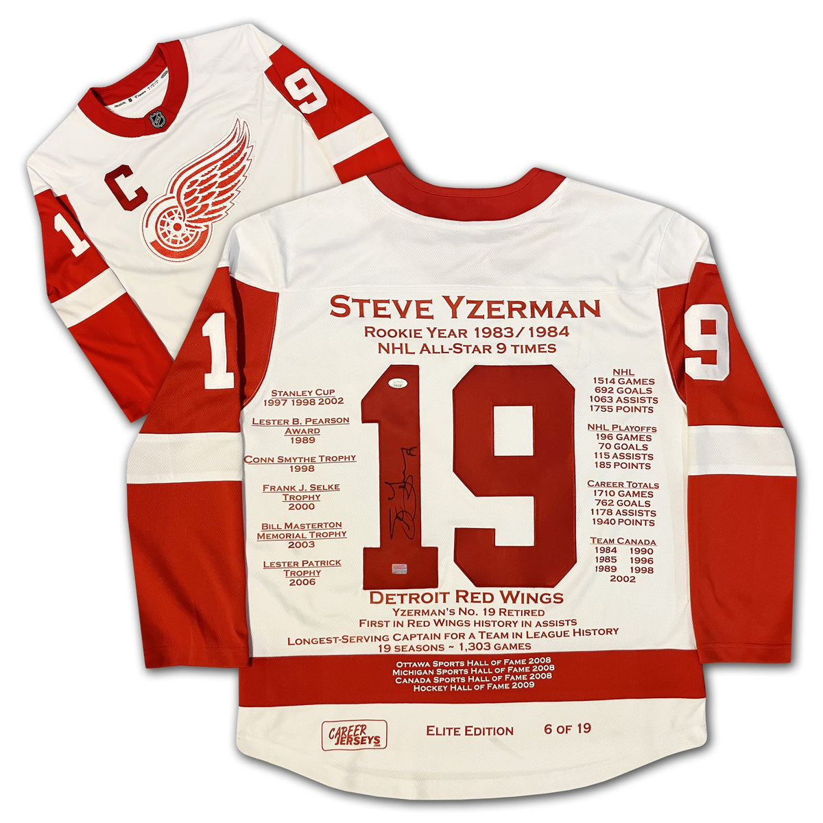 Steve Yzerman White Elite Edition Career Jersey-1