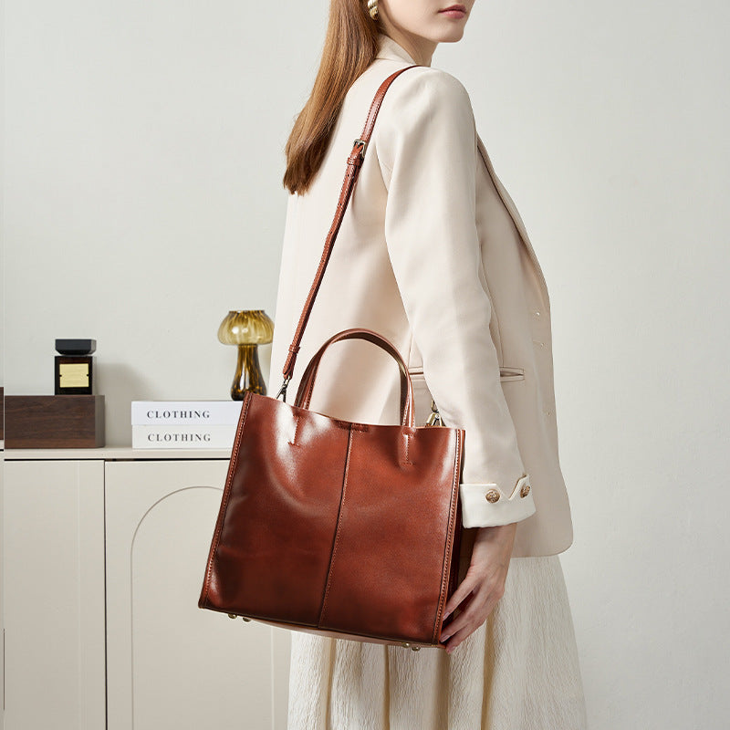 Genuine Leather High-End Womens Stylish And Versatile Handbag-7