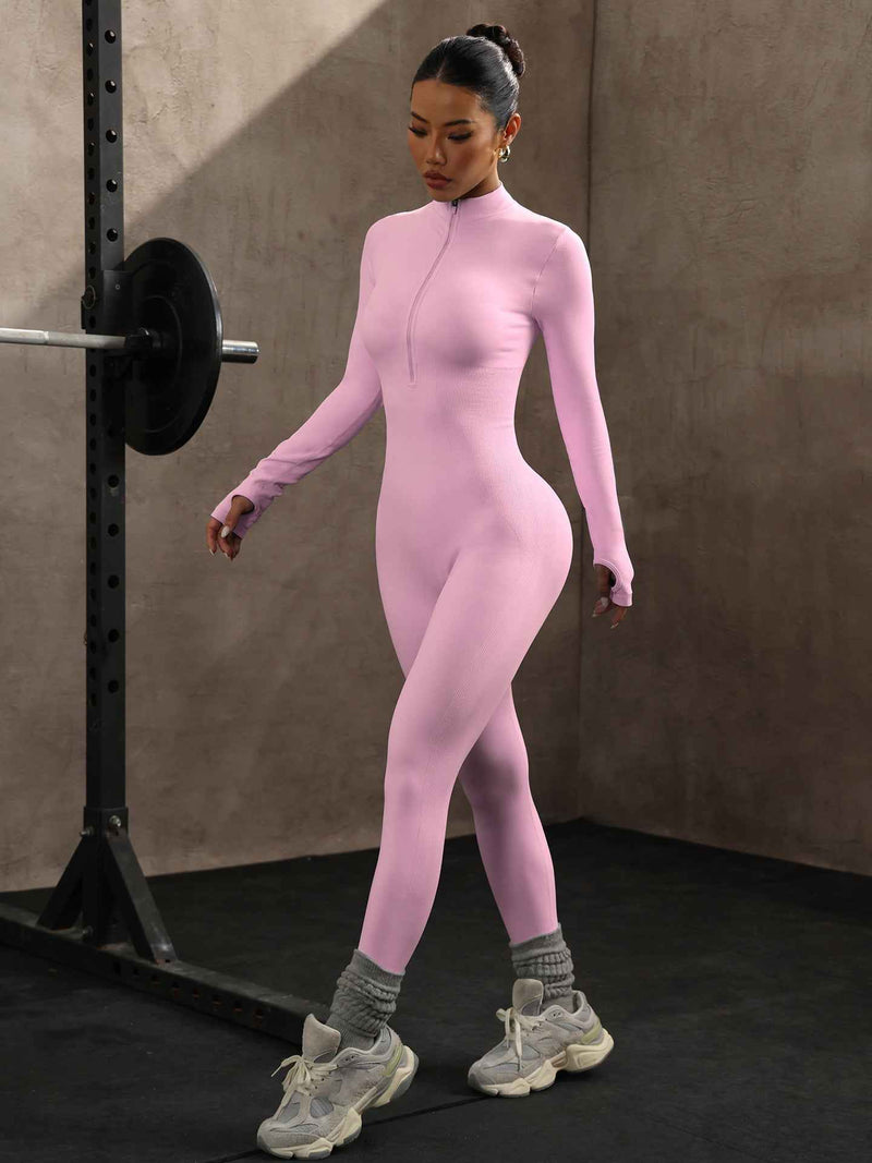 Women’s Long-Sleeve Seamless Yoga Bodysuit – Tight-Fit One-Piece Workout Suit-3
