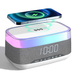 Intelligent Multifunctional Alarm Clock Bluetooth Speaker Wireless Charger Fast Charge Clock Atmosphere Night Light Home Decor-7