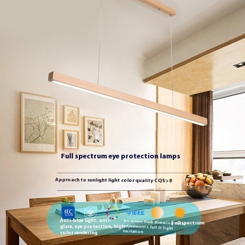 Log-Style Solid Wood Linear Pendant Chandelier-4