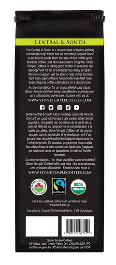 Central & South - Ground, Medium Roast, Certified Organic OCIA/ Fairtrade Coffee 1lb/454g-3