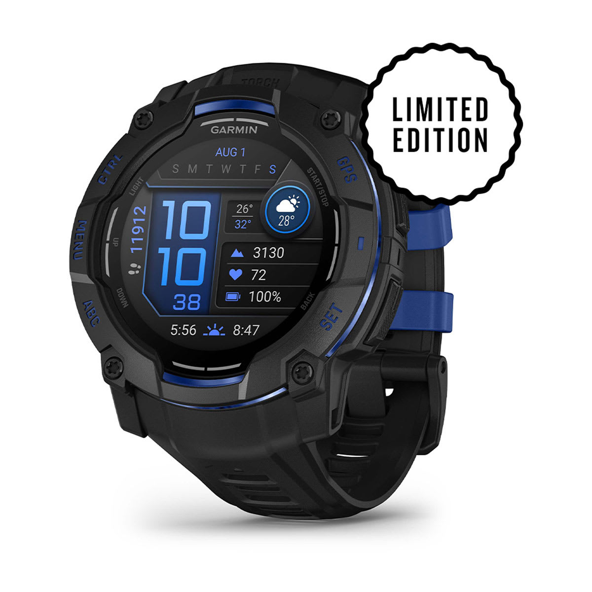 Garmin Instinct® 3 AMOLED (50 mm) - Rugged GPS Watch - Black/Bolt Blue-1
