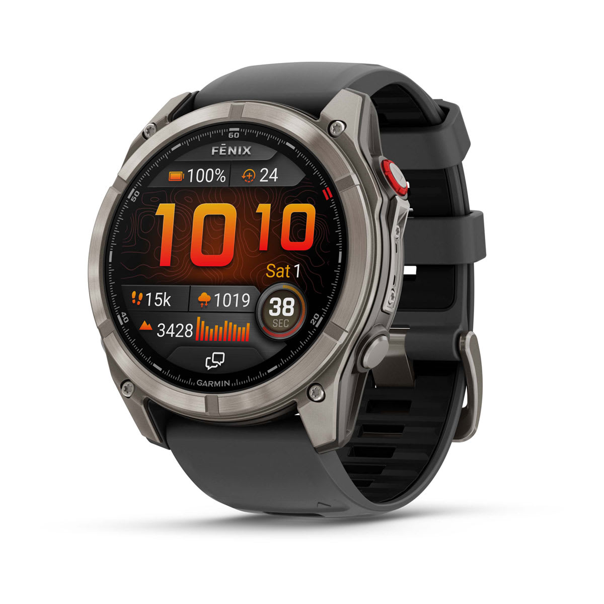 fēnix® 8 Pro – 51 mm AMOLED Sapphire Titanium with Graphite/Black Silicone Band-1