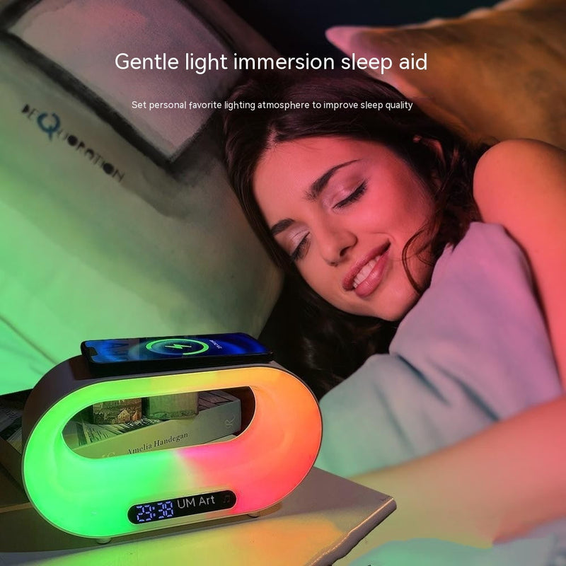 Multi-function 3 In 1 LED Night Light APP Control RGB Atmosphere Desk Lamp Smart Multifunctional Wireless Charger Alarm Clock-2
