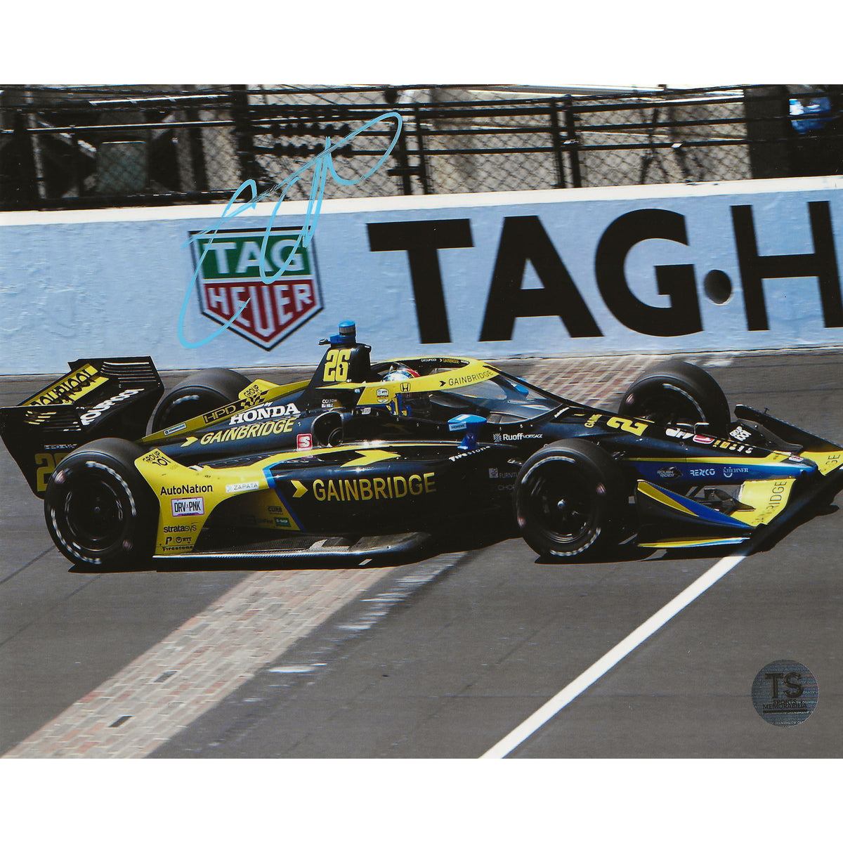 Colton Herta Autographed IndyCar Finish Line 8x10 Photo *As Is*-1