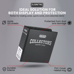 EVORETRO 3-Inch Trading Card Ring Binder | Collector Album Black-4