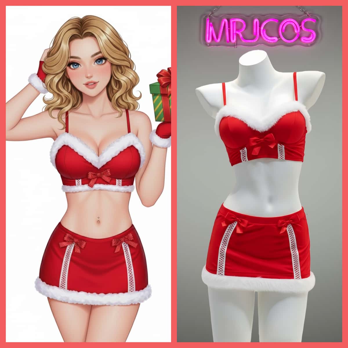 Festive 3-Piece Christmas Cosplay Costume Sexy Holiday Party Lingerie Set-1