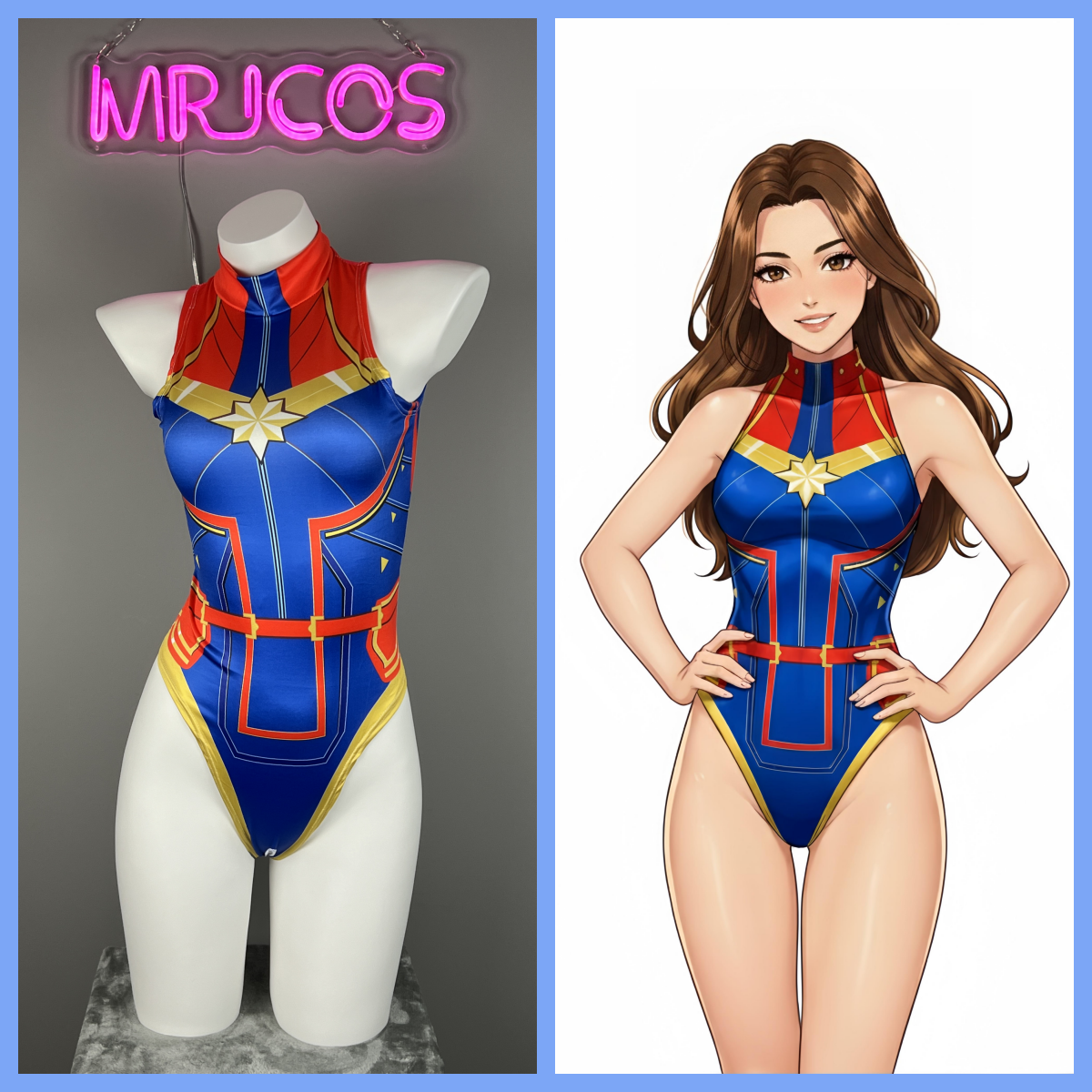 Super Hero Crotchless Cosplay BodySuit Lingerie Costume-1