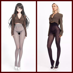 20D Crotchless High Waist Pantyhose Nylon Tights-1