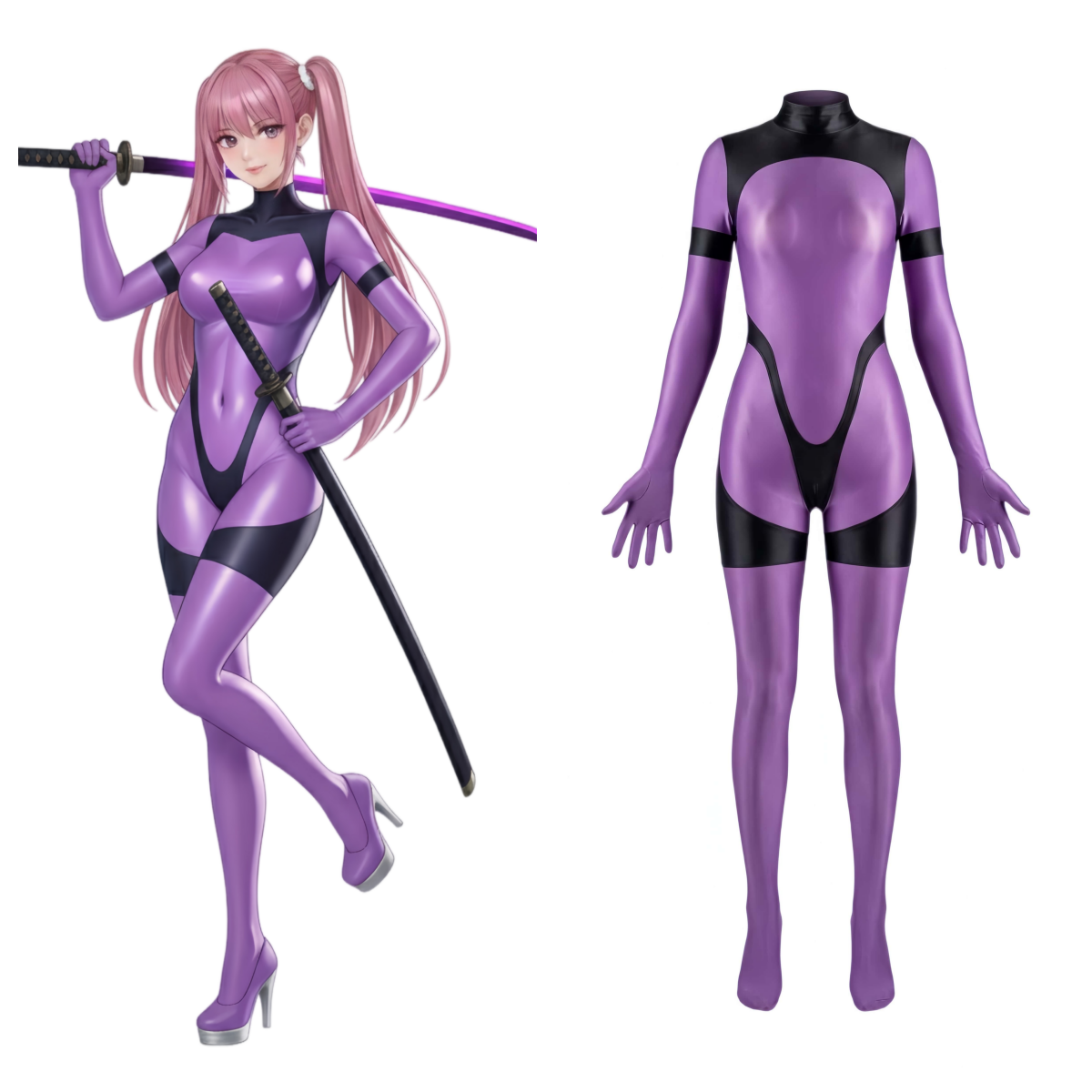 Anime Sci-fi Spandex Swimwear Racing Suit Full Bodysuit Zentai with Crotch Zipper-1