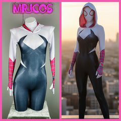 Super Hero Spider Gwen Cosplay Full Bodysuit Halloween Costume Zentai-1